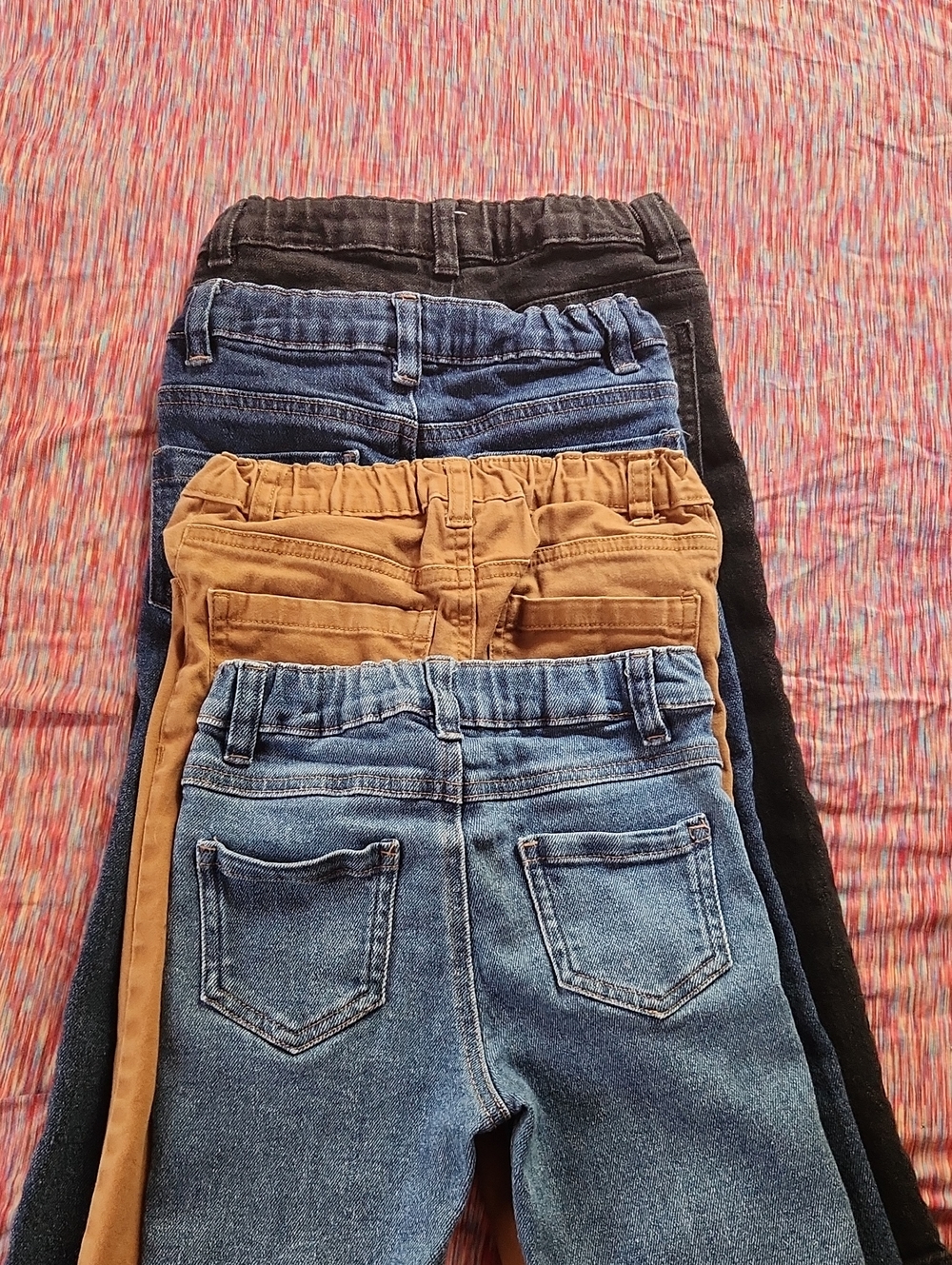 Kids Boys Elastic-Waist 4Pack - Blue Denim, Tan, Black Jeans 4T